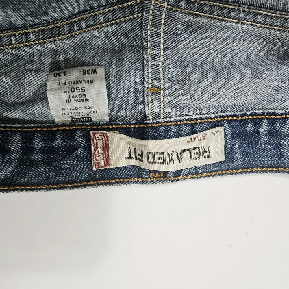 Levis 550 Jeans Mens 38x30 Light Wash Relaxed Fit Straight Leg Cotton Denim Work